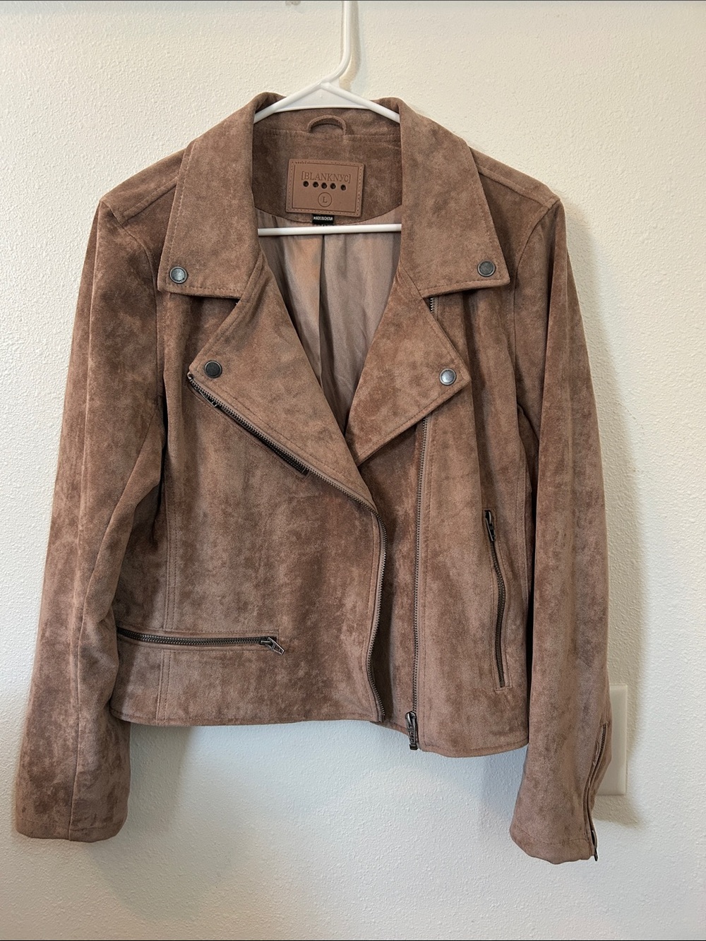 Blank NYC Taupe Suede style Moto Jacket- size large